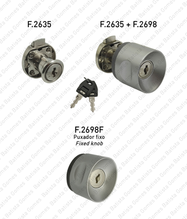 Fechadura trinco com cilindro amov�vel + puxador para arm�rios